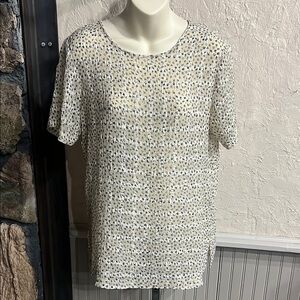 Rowen Navy and Beige Shirt Sleeve Blouse